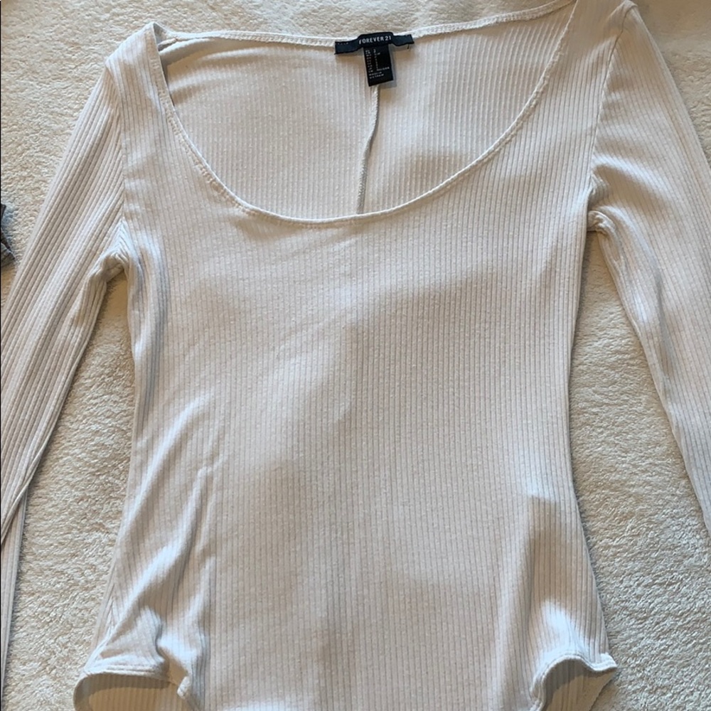 White Ribbed Longsleeve Bodysuit